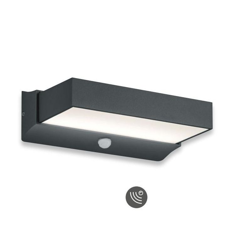 CUANDO APPLIQUE CON SENSORE DI MOVIMENTO ANTRACITE IP54 LED 14W LUCE 3000K BIEMISSIONE MODERNA TRIO LIGHTING - Cristalensi Shop 