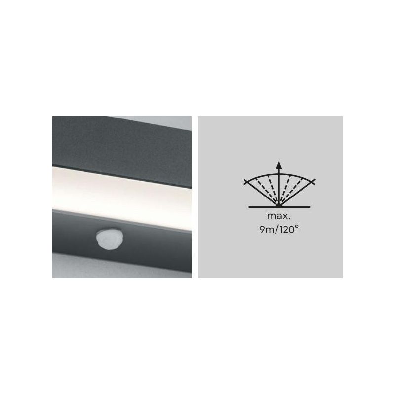 CUANDO APPLIQUE CON SENSORE DI MOVIMENTO ANTRACITE IP54 LED 14W LUCE 3000K BIEMISSIONE MODERNA TRIO LIGHTING - Cristalensi Shop 