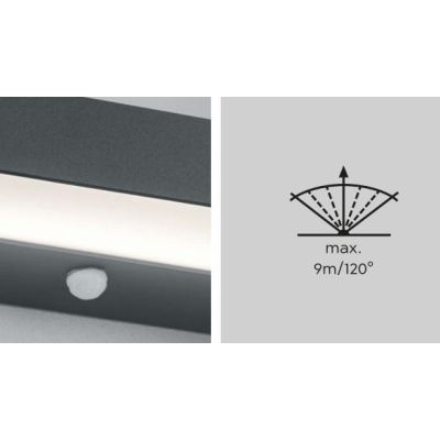 CUANDO APPLIQUE CON SENSORE DI MOVIMENTO ANTRACITE IP54 LED 14W LUCE 3000K BIEMISSIONE MODERNA TRIO LIGHTING - Cristalensi Shop 
