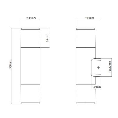 HOOSIC APPLIQUE CILINDRICA DA PARETE 2 LUCI IP44 RUGGINE O ANTRACITE ATTACCO 2XE27 MODERNA TRIO LIGHTING - Cristalensi Shop Onli