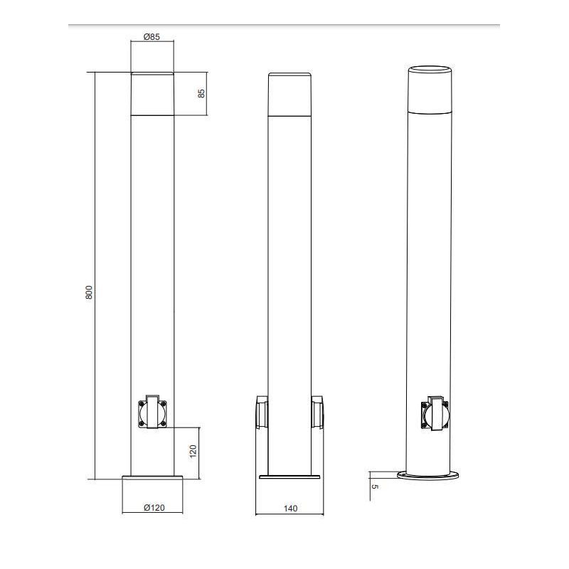 HOOSIC LAMPIONE A CILINDRO DA ESTERNI CON PRESE SCHUKO IP44 ANTRACITE ATTACCO E27 MODERNO TRIO LIGHTING - Cristalensi Shop Onlin
