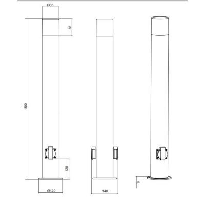 HOOSIC LAMPIONE A CILINDRO DA ESTERNI CON PRESE SCHUKO IP44 ANTRACITE ATTACCO E27 MODERNO TRIO LIGHTING - Cristalensi Shop Onlin