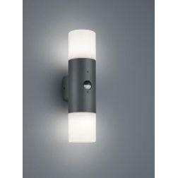 HOOSIC APPLIQUE CON SENSORE DI MOVIMENTO 2 LUCI DA ESTERNI IP44 ANTRACITE ATTACCO 2XE27 MODERNO TRIO LIGHTING - Cristalensi Shop