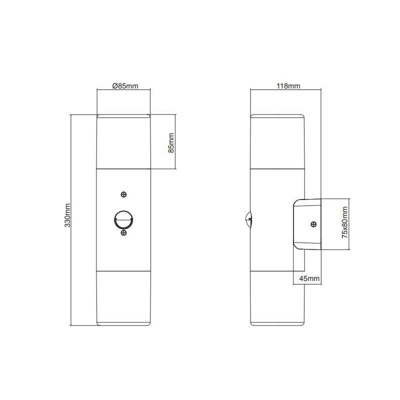 HOOSIC APPLIQUE CON SENSORE DI MOVIMENTO 2 LUCI DA ESTERNI IP44 ANTRACITE ATTACCO 2XE27 MODERNO TRIO LIGHTING - Cristalensi Shop