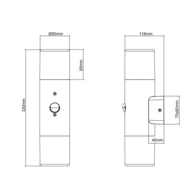 HOOSIC APPLIQUE CON SENSORE DI MOVIMENTO 2 LUCI DA ESTERNI IP44 ANTRACITE ATTACCO 2XE27 MODERNO TRIO LIGHTING - Cristalensi Shop