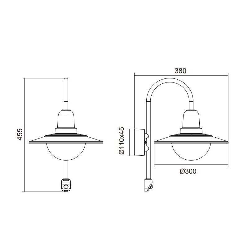 NORMAN APPLIQUE CON SENSORE DI MOVIMENTO IP44 DA ESTERNI 2 COLORI STILE VINTAGE ATTACCO E27 TRIO LIGHTING - Cristalensi Shop Onl