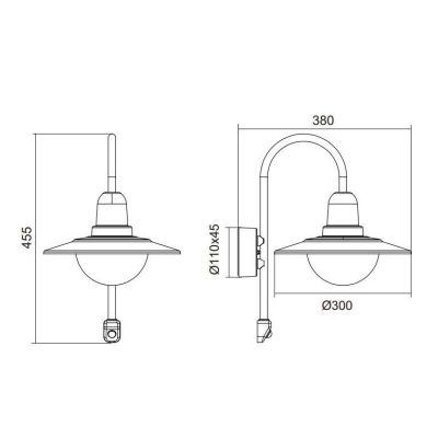 NORMAN APPLIQUE CON SENSORE DI MOVIMENTO IP44 DA ESTERNI 2 COLORI STILE VINTAGE ATTACCO E27 TRIO LIGHTING - Cristalensi Shop Onl