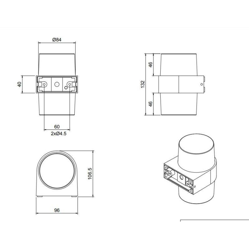 MOLINA APPLIQUE DA ESTERNO IP54 MODERNA ANTRACITE LED 5W LUCE 3000K A CILINDRO RL - Cristalensi Shop Online