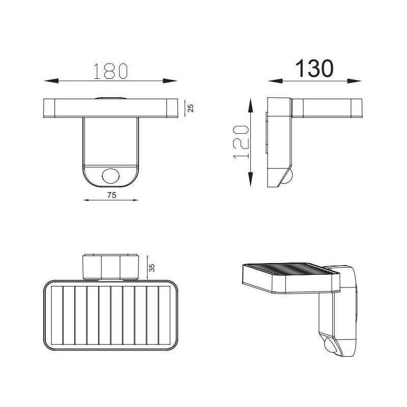 ESQUEL APPLIQUE DA ESTERNO IP44 AD ENERGIA SOLARE E CON SENSORE DI MOVIMENTO ANTRACITE LED 4,5W RL - Cristalensi Shop Online
