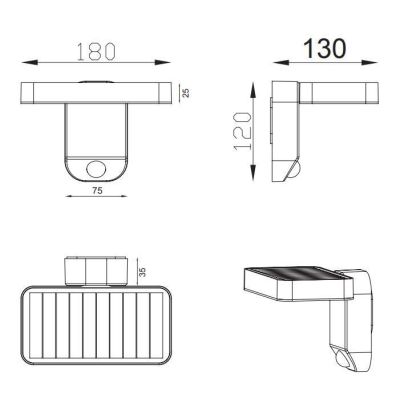 ESQUEL APPLIQUE DA ESTERNO IP44 AD ENERGIA SOLARE E CON SENSORE DI MOVIMENTO ANTRACITE LED 4,5W RL - Cristalensi Shop Online