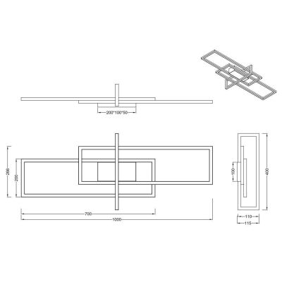 SALINAS PLAFONIERA A DUE RETTANGOLI LED 34W MODERNA DIMMERABILE FINITURA BIANCA LUCE 4000K TRIO LIGHTING - Cristalensi Shop Onli
