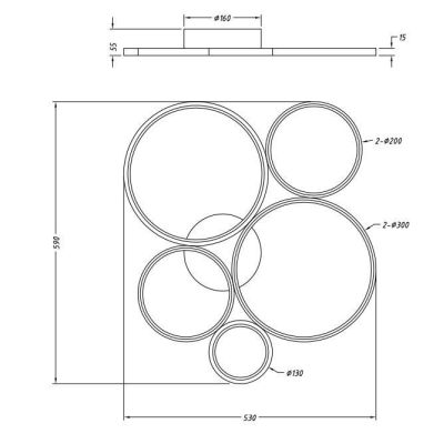 RONDO PLAFONIERA 5 CERCHI CON LED 49W LUCE 3000K MODERNA DIMMERABILE 2 FINITURE TRIO LIGHTING - Cristalensi Shop Online
