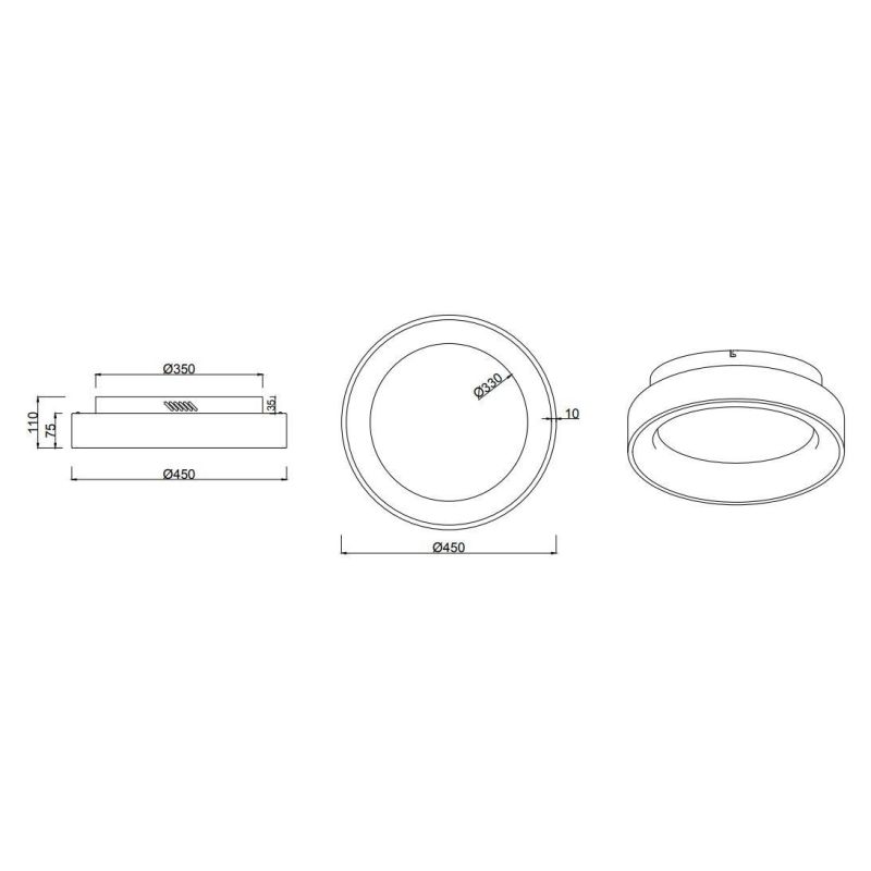GIRONA PLAFONIERA MODERNA DIAMETRO CM 45 CON LED 30W LUCE 3000K DIMMERABILE BIANCA O NERA TRIO LIGHTING - Cristalensi Shop Onlin