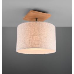 ELMAU PLAFONIERA MODERNA IN LEGNO E METALLO CON PARALUME IN TESSUTO JUTA ATTACCO E27 TRIO LIGHTING - Cristalensi Shop Online