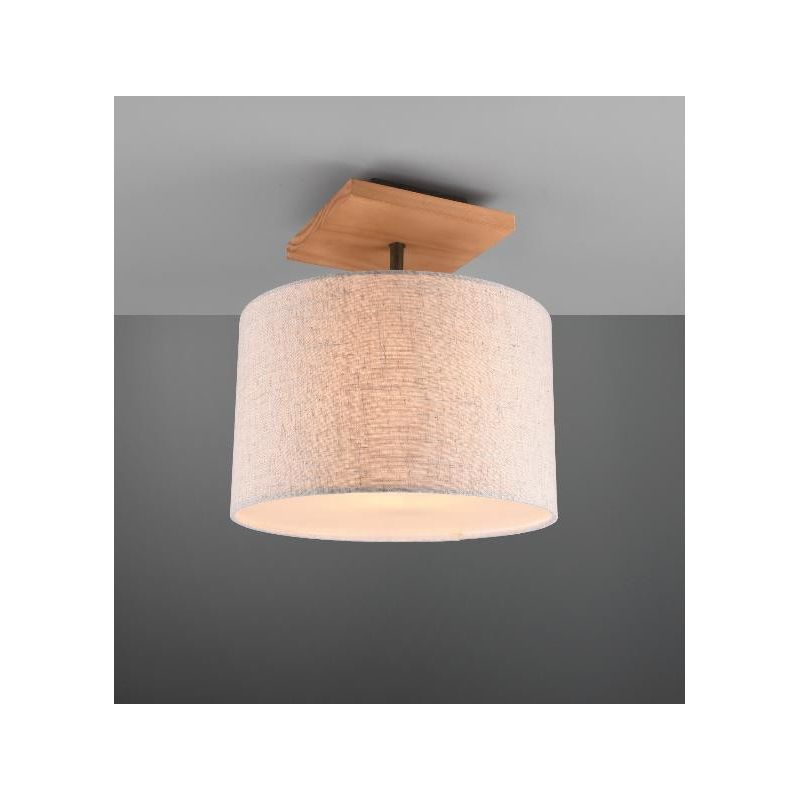 ELMAU PLAFONIERA MODERNA IN LEGNO E METALLO CON PARALUME IN TESSUTO JUTA ATTACCO E27 TRIO LIGHTING - Cristalensi Shop Online