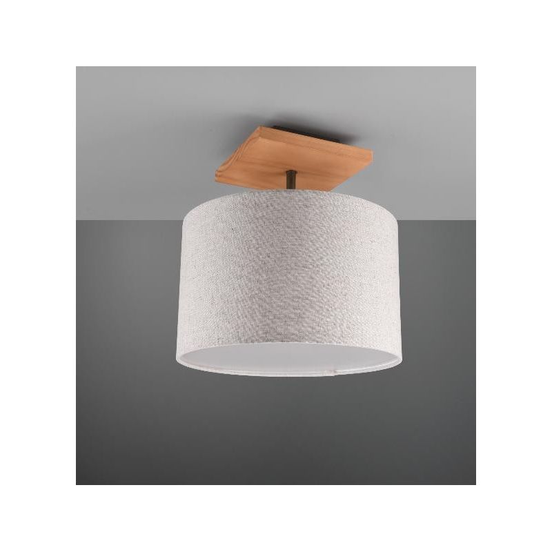 ELMAU PLAFONIERA MODERNA IN LEGNO E METALLO CON PARALUME IN TESSUTO JUTA ATTACCO E27 TRIO LIGHTING - Cristalensi Shop Online