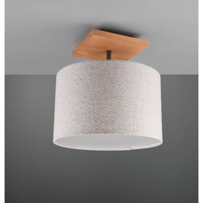 ELMAU PLAFONIERA MODERNA IN LEGNO E METALLO CON PARALUME IN TESSUTO JUTA ATTACCO E27 TRIO LIGHTING - Cristalensi Shop Online
