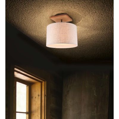 ELMAU PLAFONIERA MODERNA IN LEGNO E METALLO CON PARALUME IN TESSUTO JUTA ATTACCO E27 TRIO LIGHTING - Cristalensi Shop Online