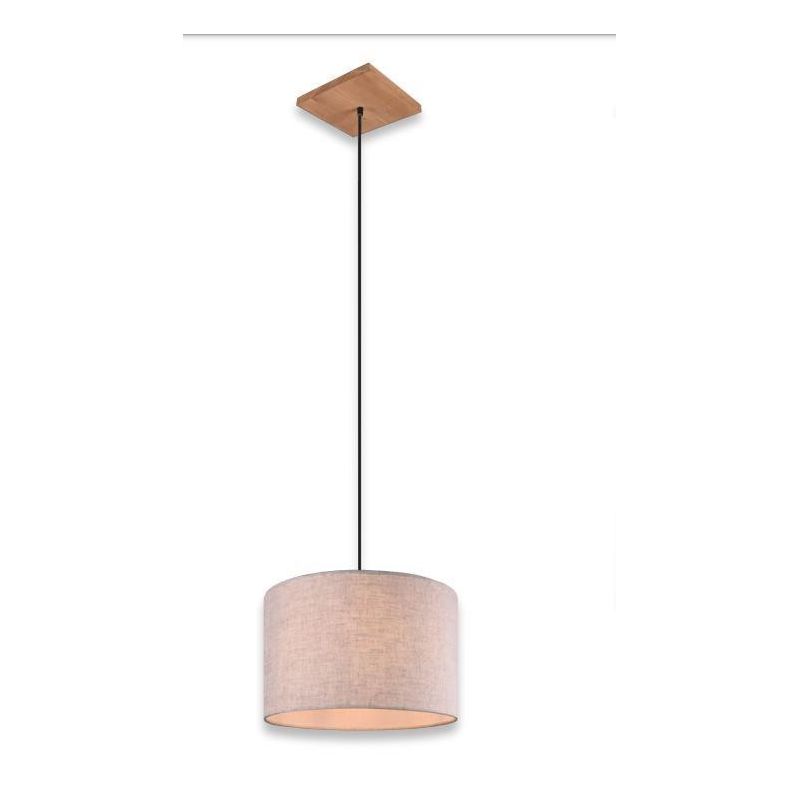 ELMAU SOSPENSIONE SINGOLA MODERNA IN LEGNO E METALLO CON PARALUME IN TESSUTO ATTACCO E27 TRIO LIGHTING - Cristalensi Shop Online