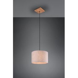 ELMAU SOSPENSIONE SINGOLA MODERNA IN LEGNO E METALLO CON PARALUME IN TESSUTO ATTACCO E27 TRIO LIGHTING - Cristalensi Shop Online