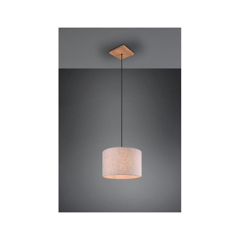 ELMAU SOSPENSIONE SINGOLA MODERNA IN LEGNO E METALLO CON PARALUME IN TESSUTO ATTACCO E27 TRIO LIGHTING - Cristalensi Shop Online