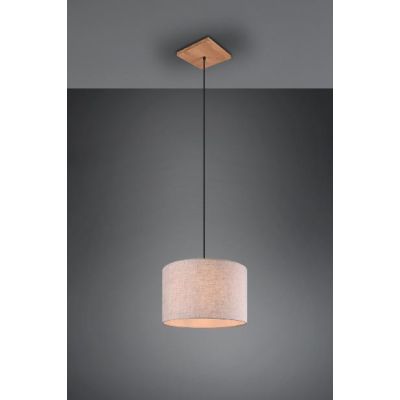 ELMAU SOSPENSIONE SINGOLA MODERNA IN LEGNO E METALLO CON PARALUME IN TESSUTO ATTACCO E27 TRIO LIGHTING - Cristalensi Shop Online