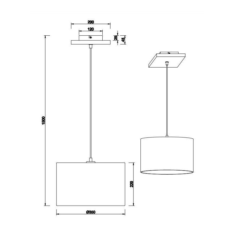 ELMAU SOSPENSIONE SINGOLA MODERNA IN LEGNO E METALLO CON PARALUME IN TESSUTO ATTACCO E27 TRIO LIGHTING - Cristalensi Shop Online