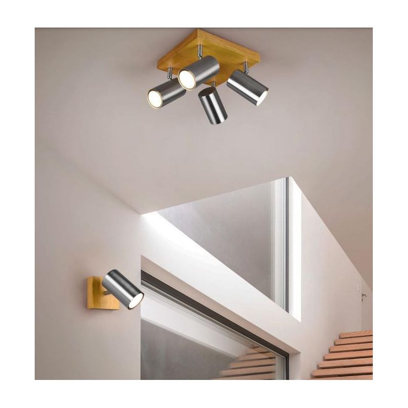 MARLEY FARETTO DA SOFFITTO O PARETE ORIENTABILE IN LEGNO E METALLO 3 COLORI ATTACCO GU10 TRIO LIGHTING - Cristalensi Shop Online