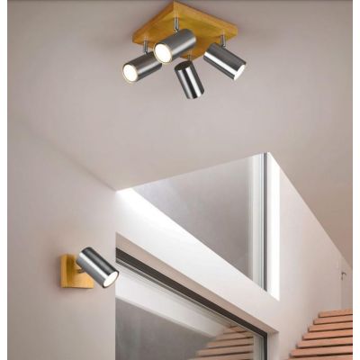 MARLEY FARETTO DA SOFFITTO O PARETE ORIENTABILE IN LEGNO E METALLO 3 COLORI ATTACCO GU10 TRIO LIGHTING - Cristalensi Shop Online