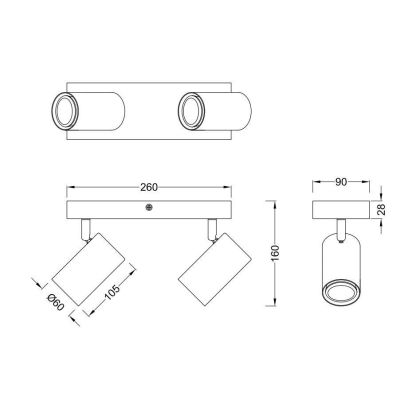 MARLEY FARETTO DA SOFFITTO CON 2 SPOT ORIENTABILI IN LEGNO E METALLO 3 COLORI ATTACCO 2xGU10 TRIO LIGHTING - Cristalensi Shop On
