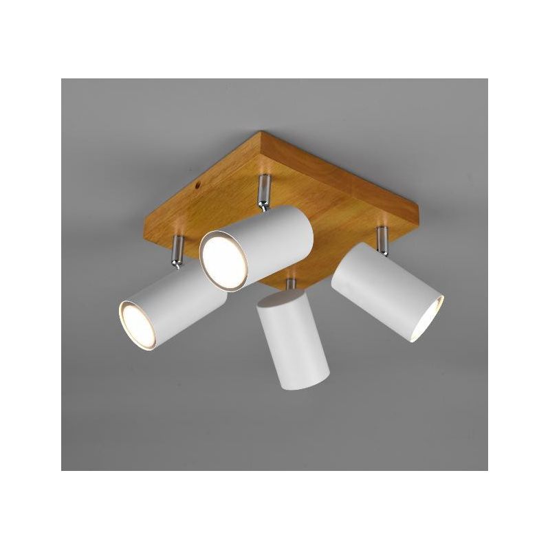 MARLEY FARETTO DA SOFFITTO CON 4 SPOT ORIENTABILI IN LEGNO E METALLO 3 COLORI ATTACCO 4xGU10 TRIO LIGHTING - Cristalensi Shop On