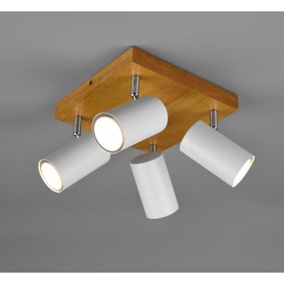 MARLEY FARETTO DA SOFFITTO CON 4 SPOT ORIENTABILI IN LEGNO E METALLO 3 COLORI ATTACCO 4xGU10 TRIO LIGHTING - Cristalensi Shop On