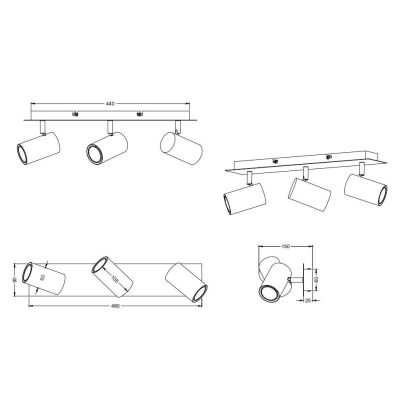 MARLEY FARETTO A 3 SPOT ORIENTABILI IN METALLO 5 FINITURE COLORE ATTACCO 3xGU10 TRIO LIGHTING - Cristalensi Shop Online