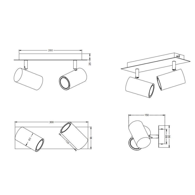 MARLEY FARETTO A 2 SPOT ORIENTABILI IN METALLO 5 FINITURE COLORE ATTACCO 2xGU10 TRIO LIGHTING - Cristalensi Shop Online
