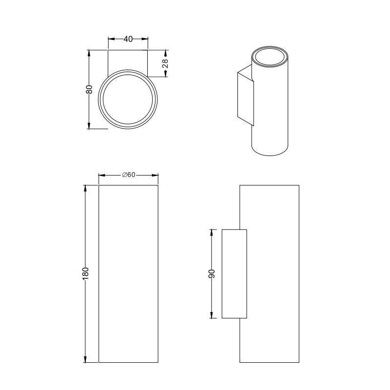 MARLEY APPLIQUE CILINDRICA IN METALLO 5 FINITURE COLORE BI-EMISSIONE ATTACCO 2XGU10 TRIO LIGHTING - Cristalensi Shop Online