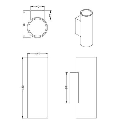 MARLEY APPLIQUE CILINDRICA IN METALLO 5 FINITURE COLORE BI-EMISSIONE ATTACCO 2XGU10 TRIO LIGHTING - Cristalensi Shop Online