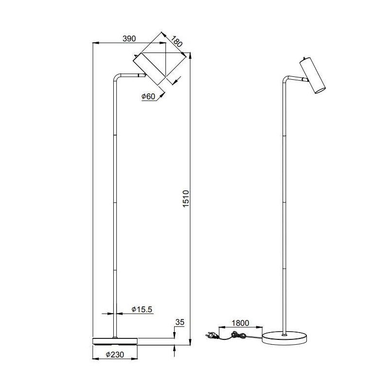 MARLEY PIANTANA H150 IN METALLO FINITURA BIANCO O NERO MODERNA ATTACCO GU10 TRIO LIGHTING - Cristalensi Shop Online