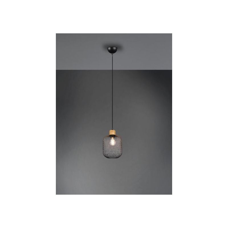 CALIMERO PICCOLA SOSPENSIONE SINGOLA IN METALLO NERO INTRECCIATO MODERNA CON ATTACCO E27 RL - Cristalensi Shop Online