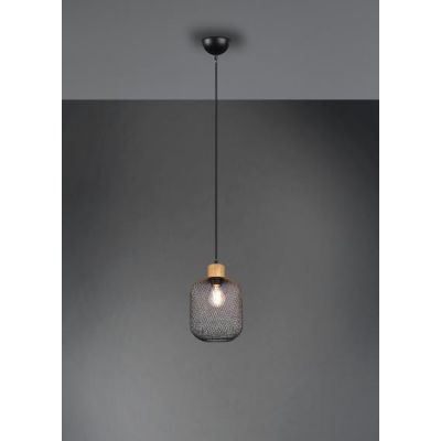 CALIMERO PICCOLA SOSPENSIONE SINGOLA IN METALLO NERO INTRECCIATO MODERNA CON ATTACCO E27 RL - Cristalensi Shop Online