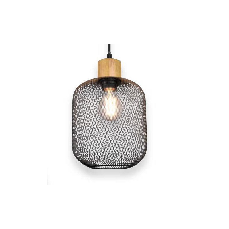CALIMERO PICCOLA SOSPENSIONE SINGOLA IN METALLO NERO INTRECCIATO MODERNA CON ATTACCO E27 RL - Cristalensi Shop Online