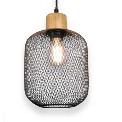CALIMERO PICCOLA SOSPENSIONE SINGOLA IN METALLO NERO INTRECCIATO MODERNA CON ATTACCO E27 RL - Cristalensi Shop Online