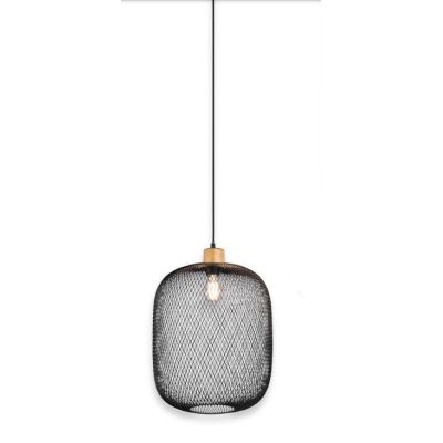 CALIMERO SOSPENSIONE SINGOLA D33 IN METALLO NERO INTRECCIATO MODERNA CON ATTACCO E27 RL - Cristalensi Shop Online