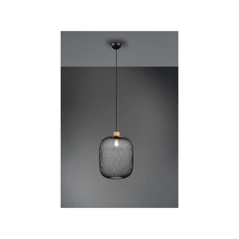 CALIMERO SOSPENSIONE SINGOLA D33 IN METALLO NERO INTRECCIATO MODERNA CON ATTACCO E27 RL - Cristalensi Shop Online