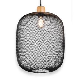 CALIMERO SOSPENSIONE SINGOLA D33 IN METALLO NERO INTRECCIATO MODERNA CON ATTACCO E27 RL - Cristalensi Shop Online 2