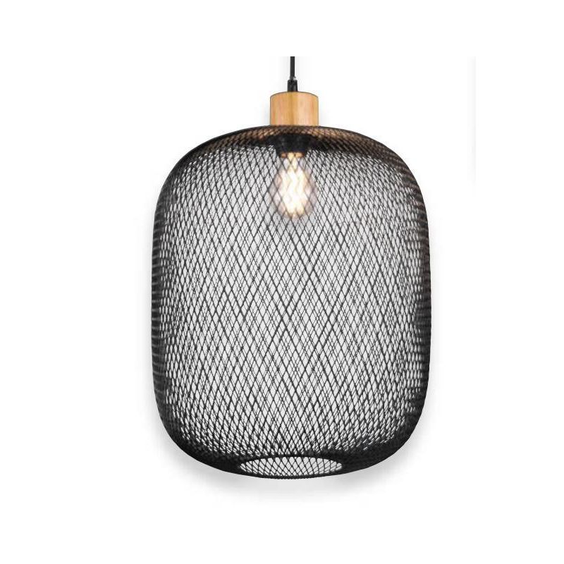 CALIMERO SOSPENSIONE SINGOLA D33 IN METALLO NERO INTRECCIATO MODERNA CON ATTACCO E27 RL - Cristalensi Shop Online