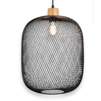 CALIMERO SOSPENSIONE SINGOLA D33 IN METALLO NERO INTRECCIATO MODERNA CON ATTACCO E27 RL - Cristalensi Shop Online