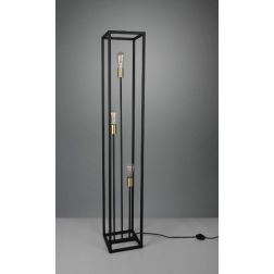 VITO PIANTANA IN METALLO NERO CON DETTAGLI IN OTTONE ANTICATO CON TRE LUCI ATTACCO E27 MODERNA RL - Cristalensi Shop Online