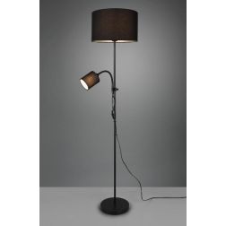 OWEN PIANTANA MODERNA FINITURA NICHEL, NERA O BIANCA ATTACCO 1xE27 CON 1 SPOT E14 E CON PARALUME IN TESSUTO RL - Cristalensi Sho 2