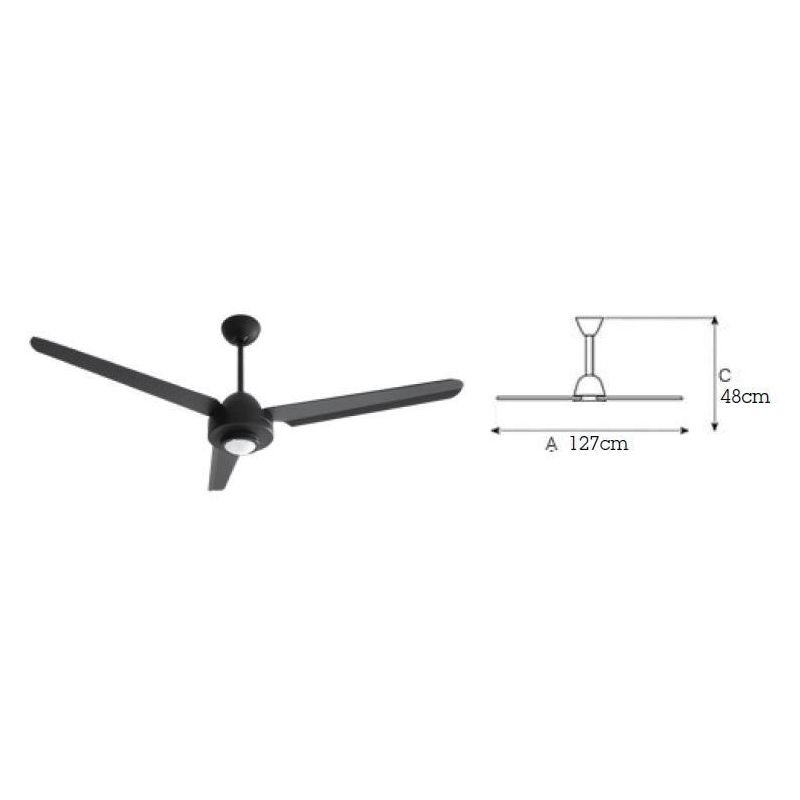 BLACK LIBELLULA 3 PALE VENTILATORE A SOFFITTO SENZA LUCE DIAMETRO 127 CM CON TELECOMANDO INCLUSO Italexport - Cristalensi Shop O