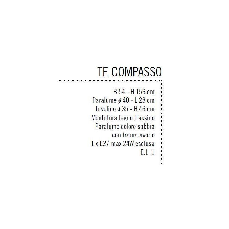 COMPASSO LAMPADA DA TERRA VINTAGE IN LEGNO FRASSINO CON TAVOLINO APPOGGIO Illuminando - Cristalensi Shop Online